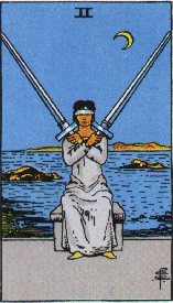 Two of Swords card from the Rider-Waite deck